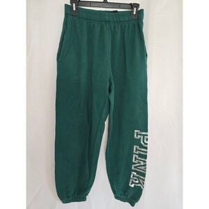 Victoria's Secret PINK Green Sweatpants Joggers Logo Side‎ S Small